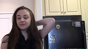 Young real estate agent sucks cock in public