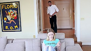 Nerdy petite blondie sucks massive black cock for a change