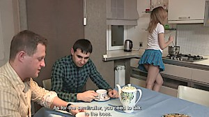 Teen plowed well by rich dude on a table