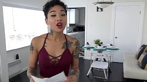 Ebony honey bunny works for the rent with her pussy