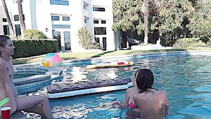Three girls fuck guy who spied on them with drone